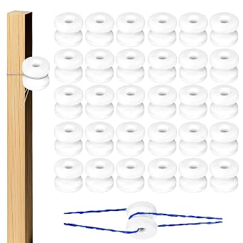30 Pcs WP36 Corner Post Ceramic Fence Insulator White Circular Donut Electric Porcelain Insulator for Wood Post Wire Fence