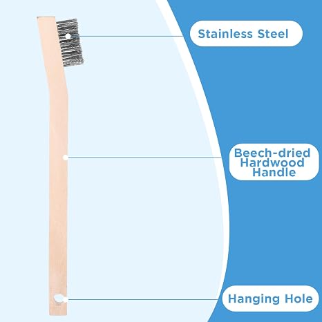 Wood Handle Wire Scratch Brush Sets (24Pack-6.88 in Stainless Steel Small Wire Scratch Brushes with Beech Wood Handle)