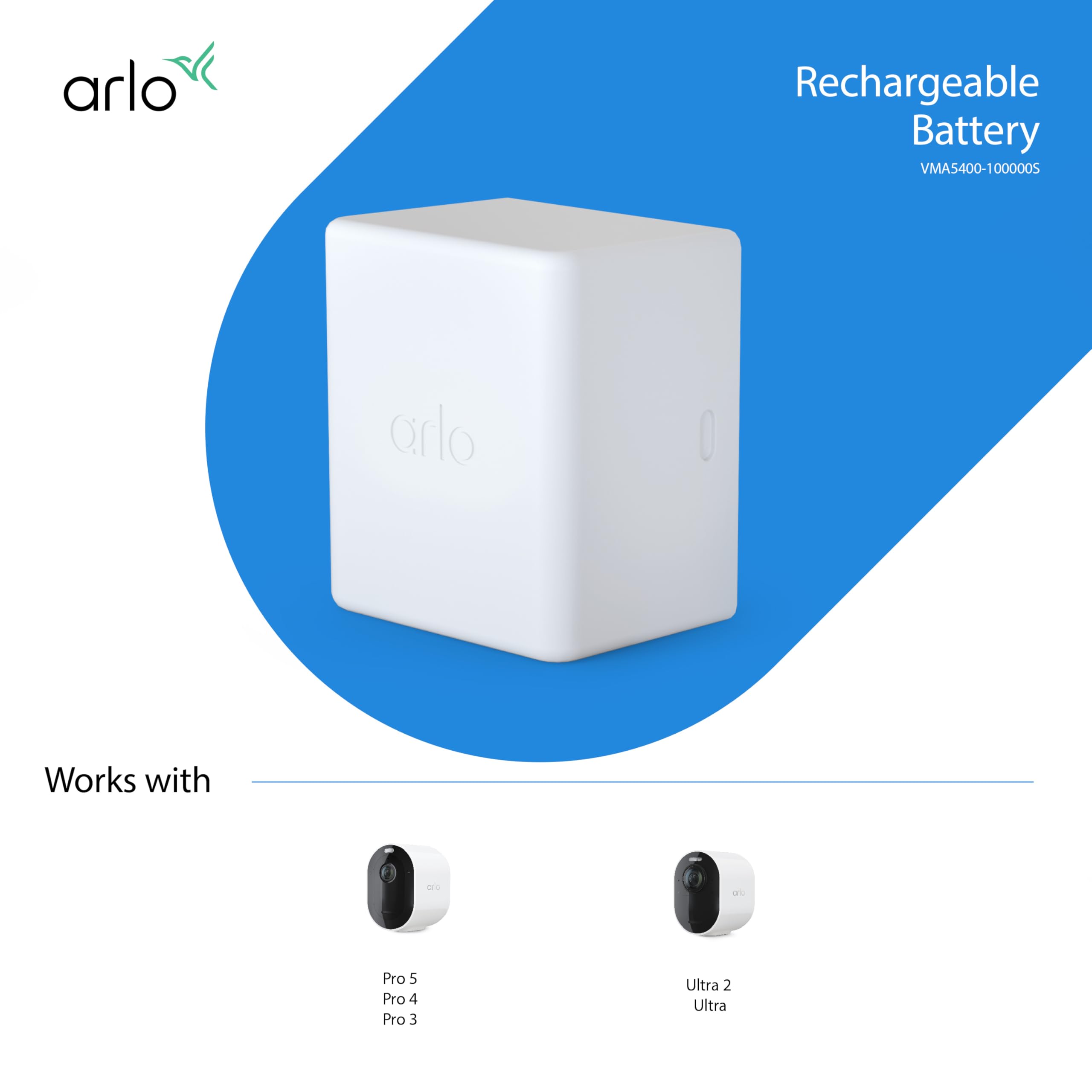 Accessoire certifié Arlo, Batterie (Uniquement Compatible avec la caméra de Surveillance sans Fil Externe Arlo Ultra, Ultra2, Pro3 et Pro4) VMA5400