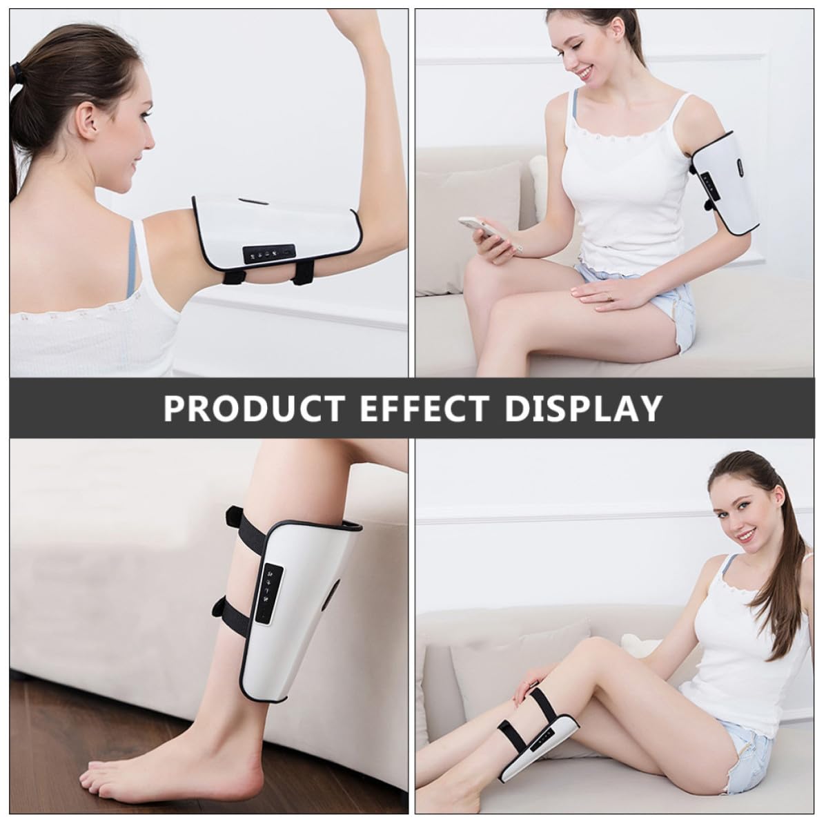 Masajeador de Brazos y Piernas Eléctrico Blanco Función de Mejorar la Circulación, Material Abs, Batería 800mah, Adecuado para Uso en Casa y Relajación Muscular