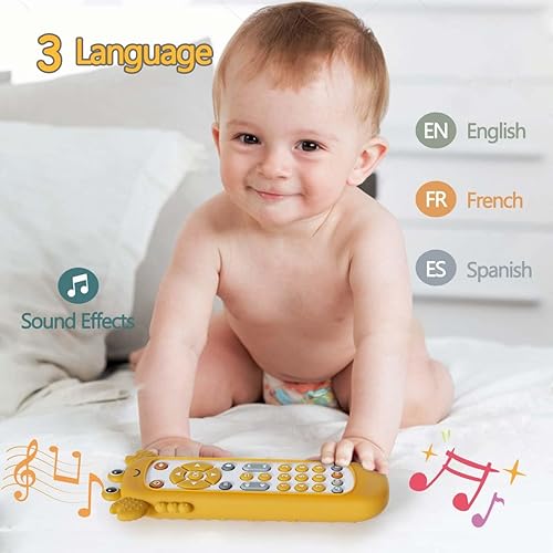 Miniatura 4 de Juguete de control remoto para televisión para bebé con lindo cangrejo de silicona suave, juguete de dentición realista para bebé, juguete musical