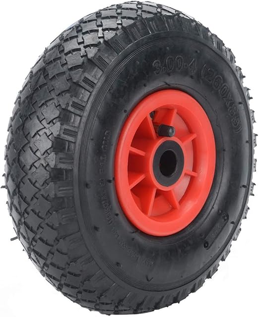BALLSHOP 10" Wheelbarrow Wheel 3.00-4 Pneumatic Trolley 260x75mm Unicycle Rubber Tires Puncture Proof Tyre 136kg Bearing Hand Cart Wheels