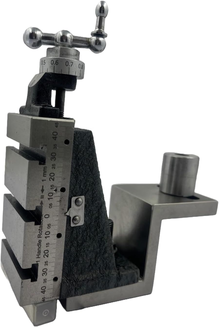 MachEl New Mini Fixed Vertical Slide (3-Slot) with Side Scale and Z-Angle Plate for 7/14 Mini Lathe - 50x90mm Size