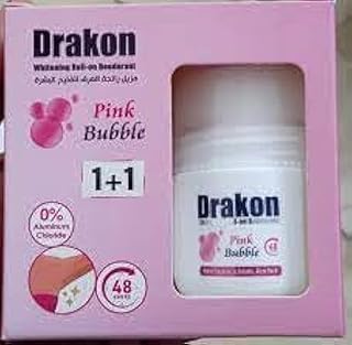 مزيل عرق رول 5 في 1 برائحة الفقاعات الوردية وحماية 48 ساعة للبشرة الحساسة خالي من كلوريد الألومنيوم والكحول 1+1 مل من دراكون 50 مل