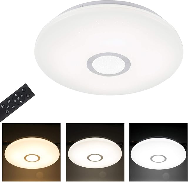 T-SUN LED Ceiling Light Dimmable, 18W LED Ceiling Light with Remote Control, 1260lm Φ30cm, 3000K-6000K, Night Light Function, Timer Function, Perfect for Living Room Bedroom Office Hallway.