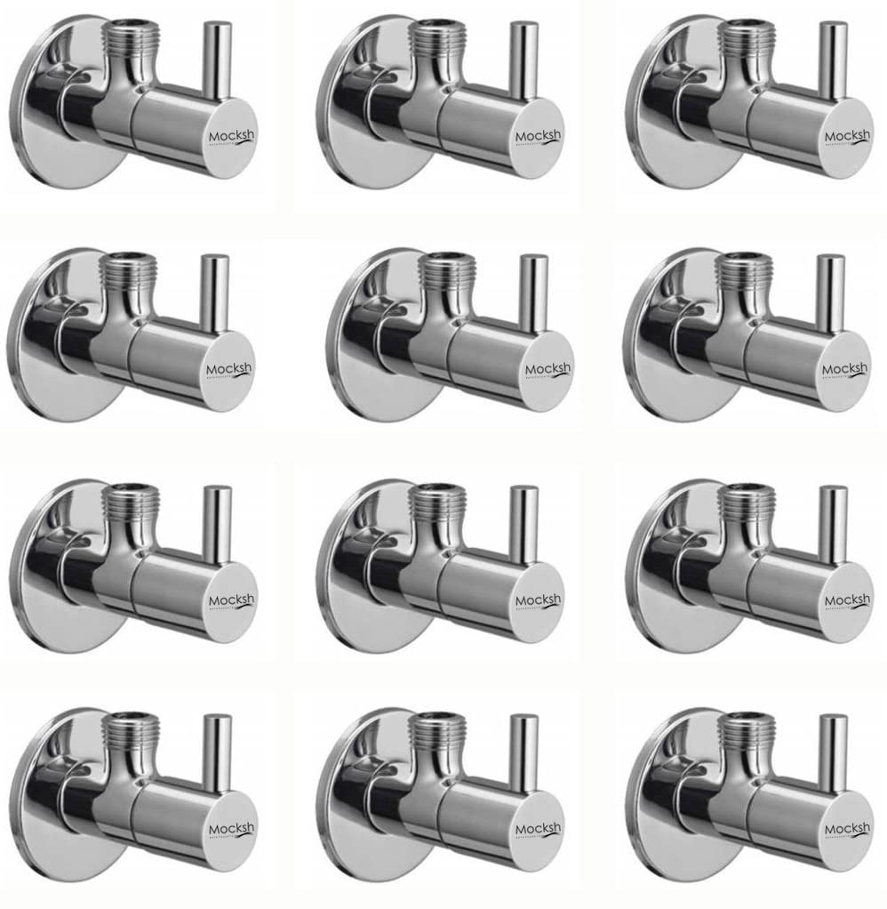 MOCKSH Stainless Steel Turbo Angle Cock/Angle Valve Bathroom Faucets Taps and Faucet Angular Stop Cock Wash Basin for Geyser Tap, Chrome Plated with Wall Flange - Pack of 12 (B09TWBJMRP) Amazon Price History, Amazon Price Tracker