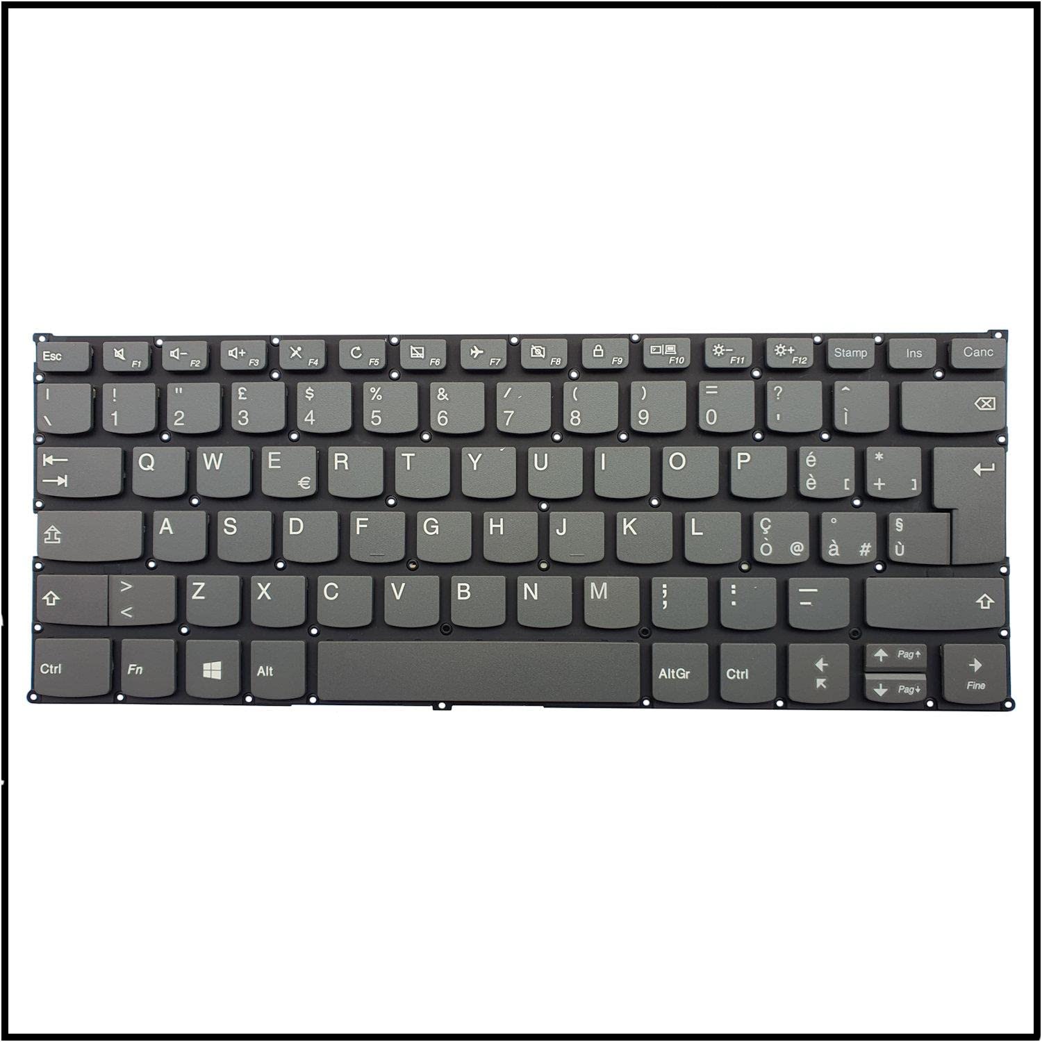 Generico Tastiera Italiana per Lenovo Yoga 530-14IKB 81EK 81FQ 530-14ARR 81H9 Grigia