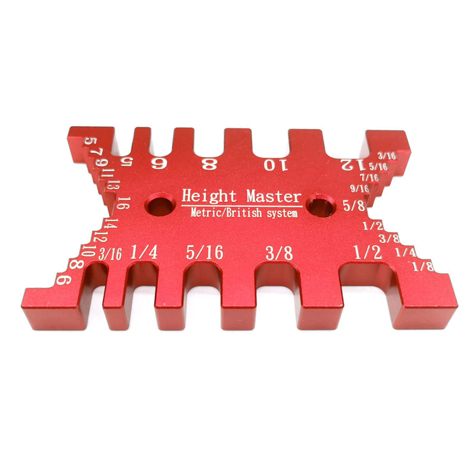 CDIYTOOLStep Depth Gauge, Depth Height Saw Gauge High Precision Tenon Caliper Metric for Router and Table Saw, Woodworking Aluminum Alloy Clarity Depth Gauge Ruler Portable Router DIY Tools (Red)