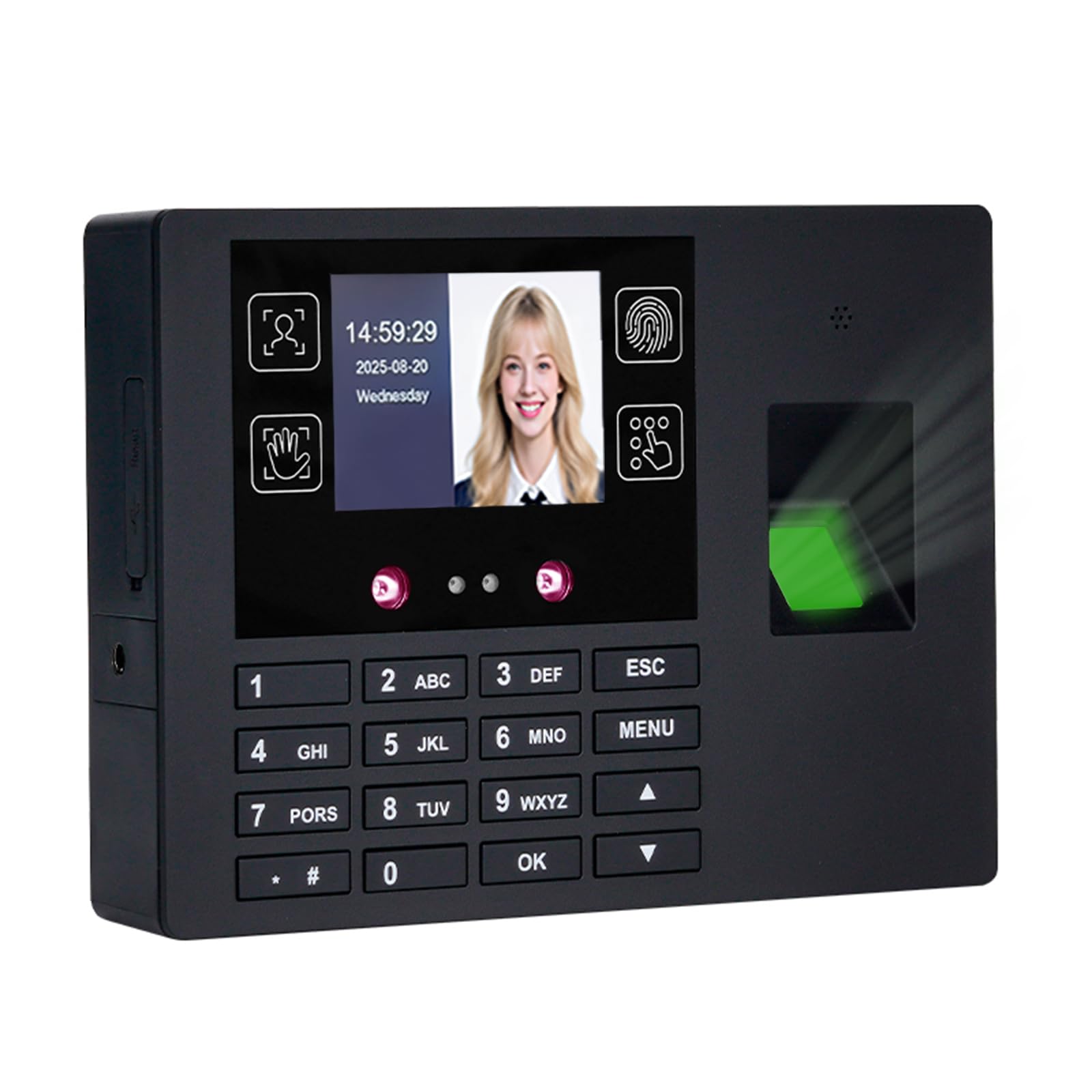 Employee Time Clocks for Small Business, Versatile 4 in 1 Time Machine (Face + Fingerprint + Palm Print + PIN), Clock in & Out Attendance Machine Punch Clock