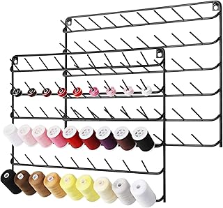OGFC 35540 Thread Holder Wall mounted (Pack of 2) 54 Spools Thread Rack Wall Mount Embroidery Spool Thread Organizer Metal...