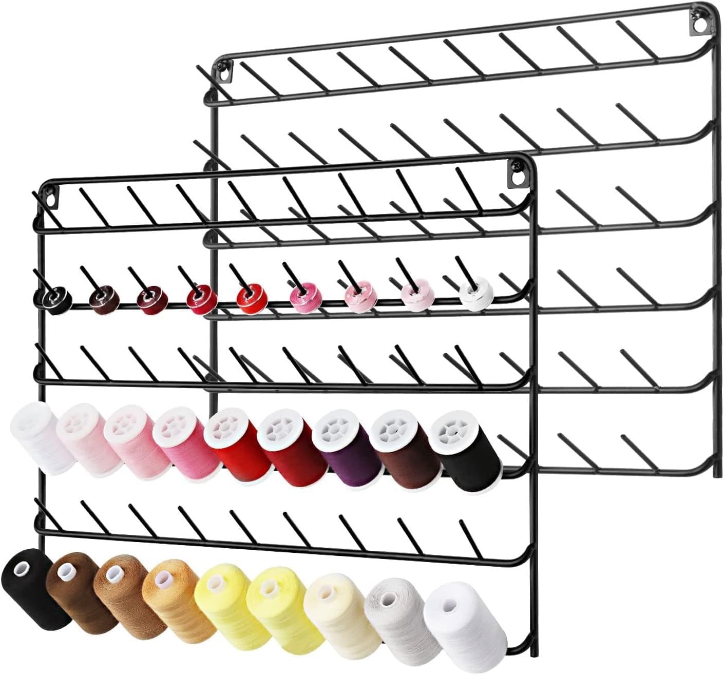 OGFC 35540 Thread Holder Wall mounted (Pack of 2) 54 Spools Thread Rack Wall Mount Embroidery Spool Thread Organizer Metal