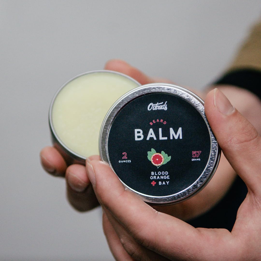 O'Douds Natural Beard Balm - Beard Conditioner & Softener - Plant-Based Grooming that Moisturizes, Conditions & Tames Facial Hair - Blood Orange & Bay, 2oz.