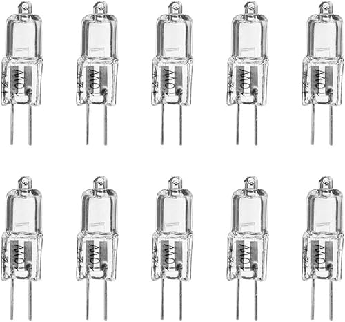ETOPLIGHTING Paquete de 10 bombillas halógenas, base G4 tipo JC (2 pines), bajo voltaje, 12 voltios, 10 vatios, 10XG4-12V-10W