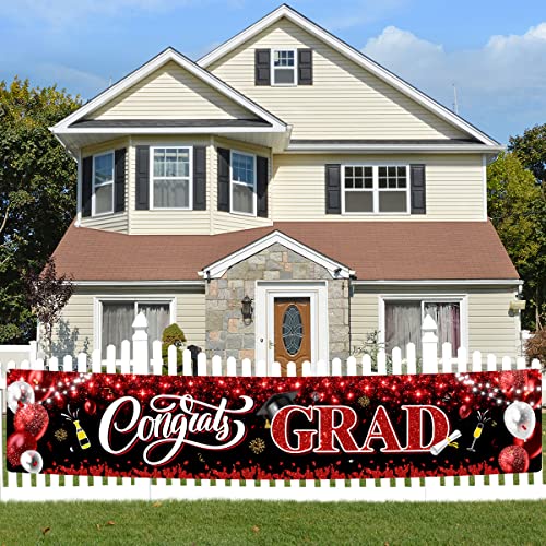 2025 Graduation Decorations-Congrats Grad Yard Sign Banner Decoration for Class of 2025 Graduation Party Supplies(RED)