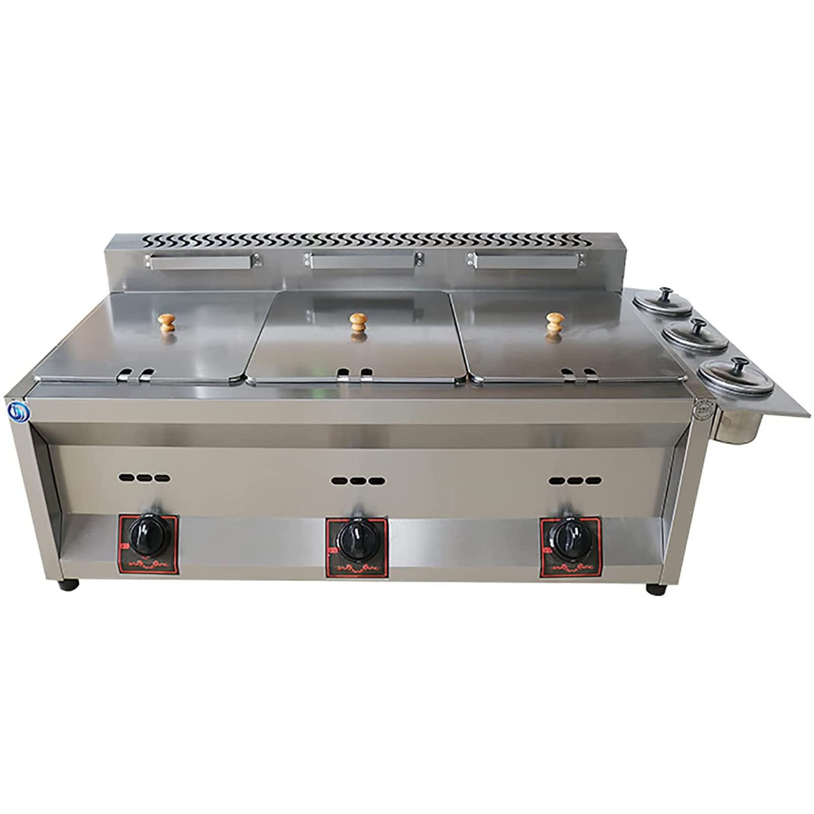 Friggitrice a gas di grande capacità, friggitrice GPL in acciaio inossidabile per uso domestico e commerciale - Friggitrice professionale, 20L/30L, potenza di fuoco regolabile, facile da pul