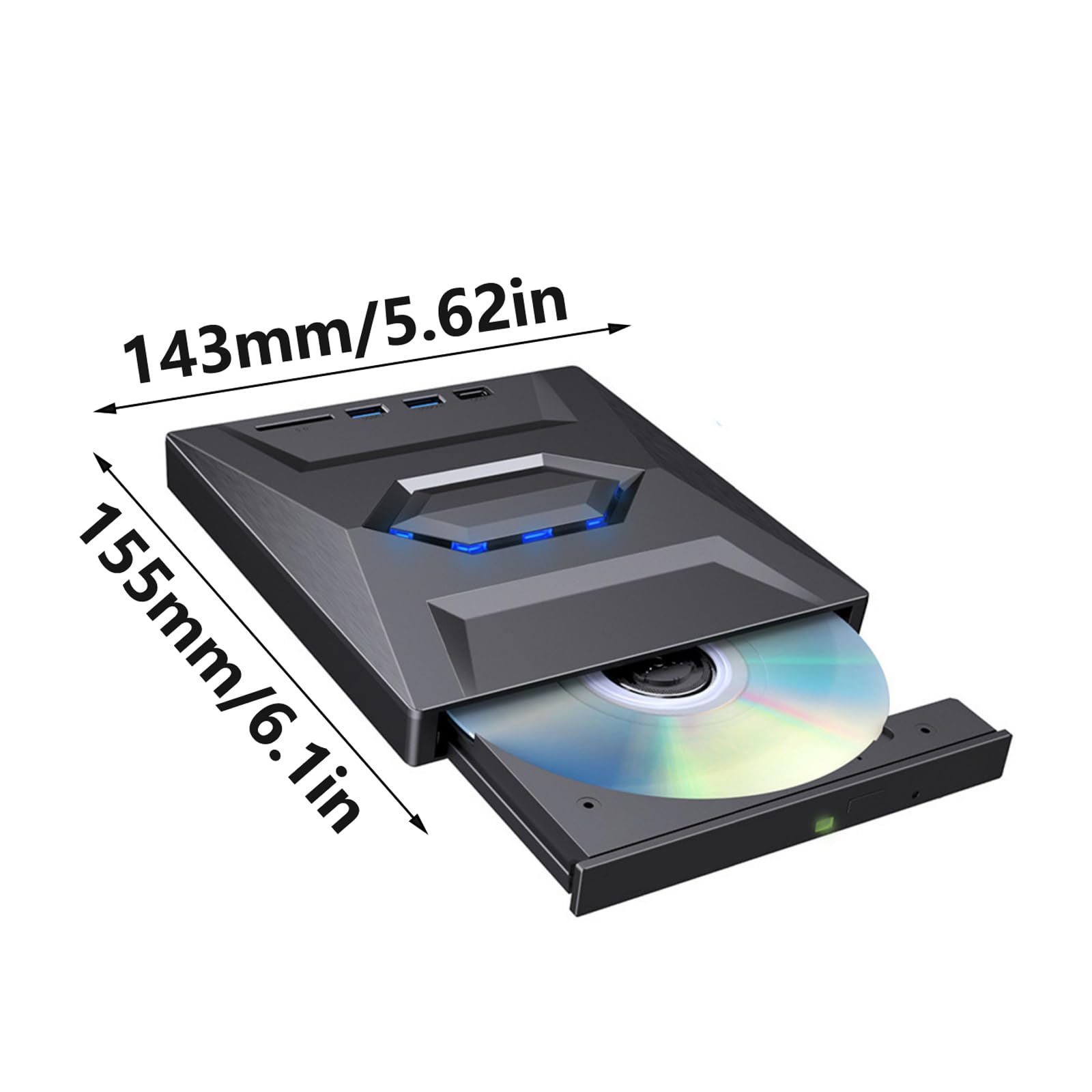 PURPLELILY Disco óptico externo portátil USB 3.0 para portátil, transferencia de datos de alta velocidad para computadora portátil, unidad de DVD externa