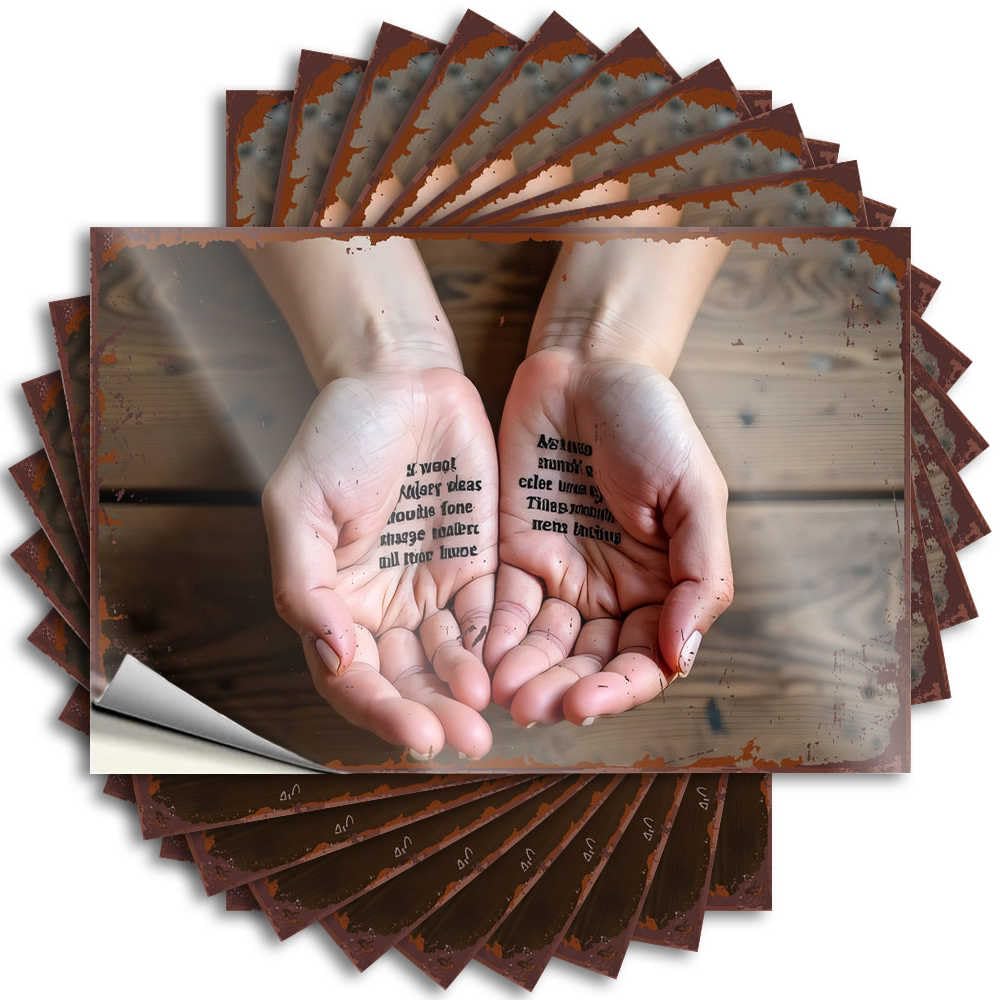 Decals Entry Way Decoration Vinyl Sticker | Hands Holding Words: A Poetic Expression of Dreams and Aspiration Western Bathroom for Texas Use(12X18CM)