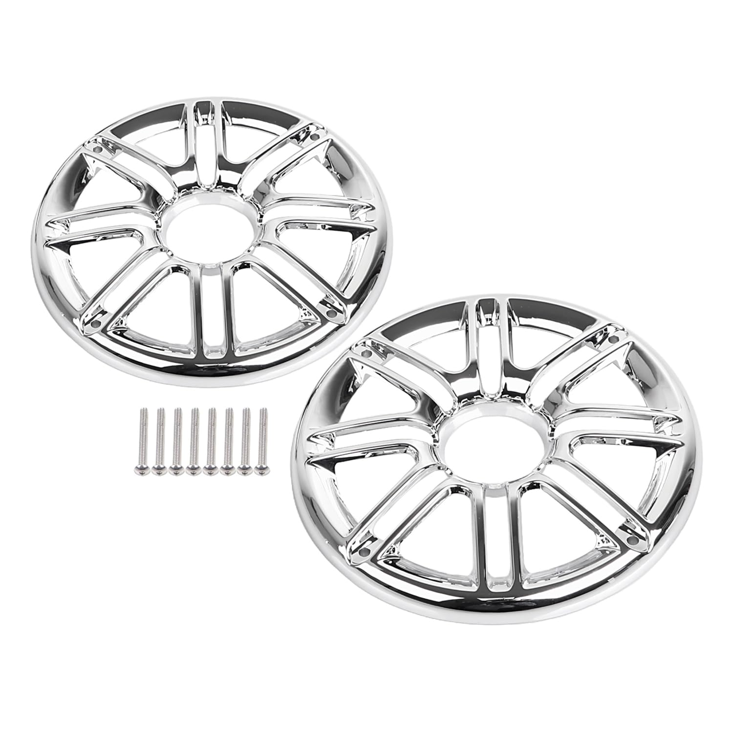 YDLMT Chrome 3D Round Rear Speaker Trim Grills Fairing Covers Fit for Harley Electra Glide FLHTCU/L FLHTCLTC 2014-2023, Road Glide Ultra FLHTK/L 2016-2019