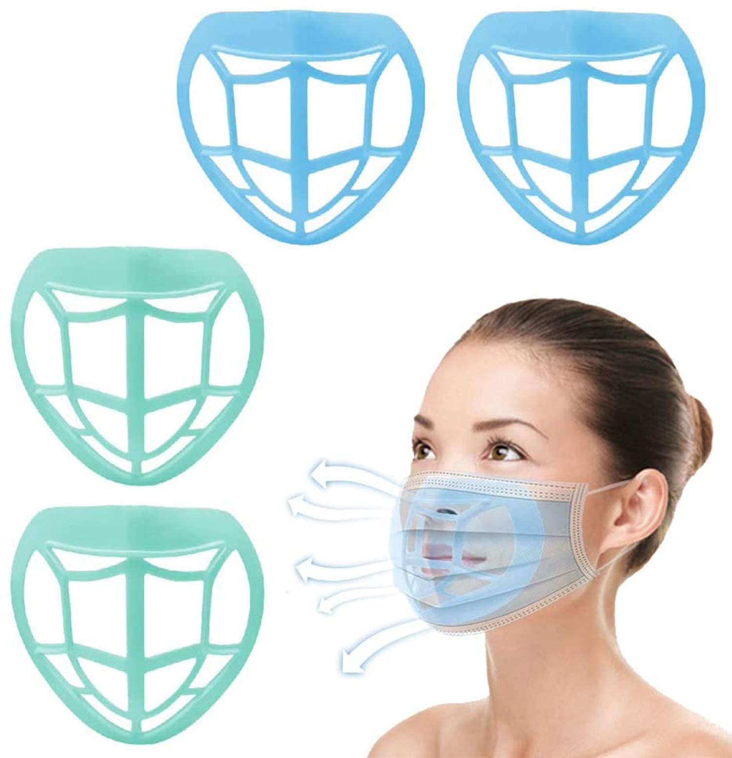 MAKINGTEC Face Mask Inner Support Frame Homemade Cloth Mask Cool Silicone Bracket More Space for Comfortable Breathing Washable Reusable, Bracket Protect Lipstick Cool Bracket More Space 4pcs