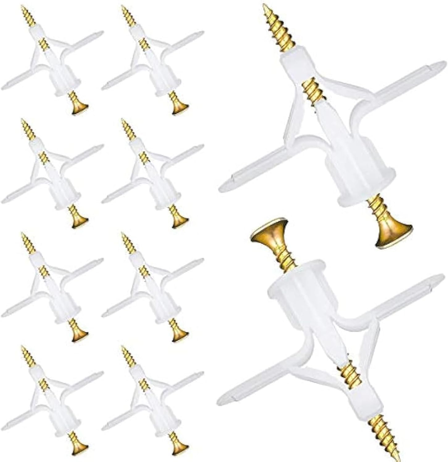 Benting Drywall Anchor Screw Kit - Includes 50 Butterfly Expansion Plugs and 50 Stainless Steel Metal Screws ，Butterfly Expansion Tube Pipe for Curtain Gypsum Board Wall Installation Fastener Hardware