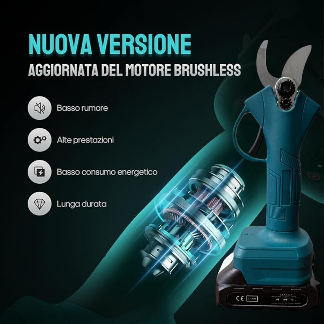 A.M.C. Forbice da Potatura Doppia Batteria Cesoia da potatura Elettrica, Cesoie per Giardinaggio Professionale