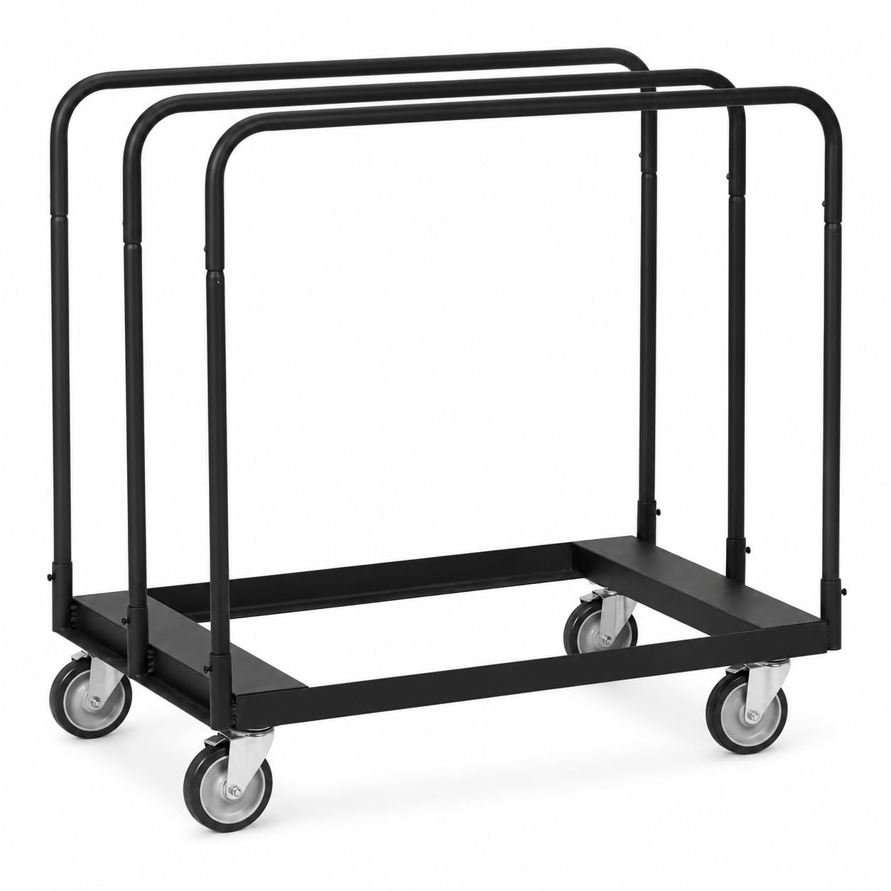 Plattenwagen 680 kg Tragkraft mit 4 Lenkrollen und Bremsen, Plattentransportwagen aus Stahl mit Zurrgurt, für Holzplatten, Gipskarton, Türen und Paneele