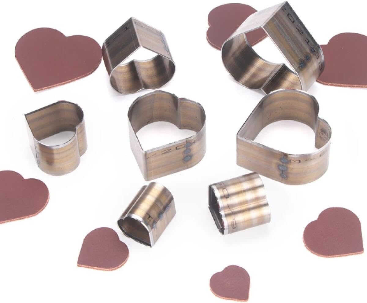 YJIUYUANQ Steel Die Punch Cutter Leather Cutter Hollow Punching Tool for Handmade DIY Leather Craft (7 Size Heart Shape）