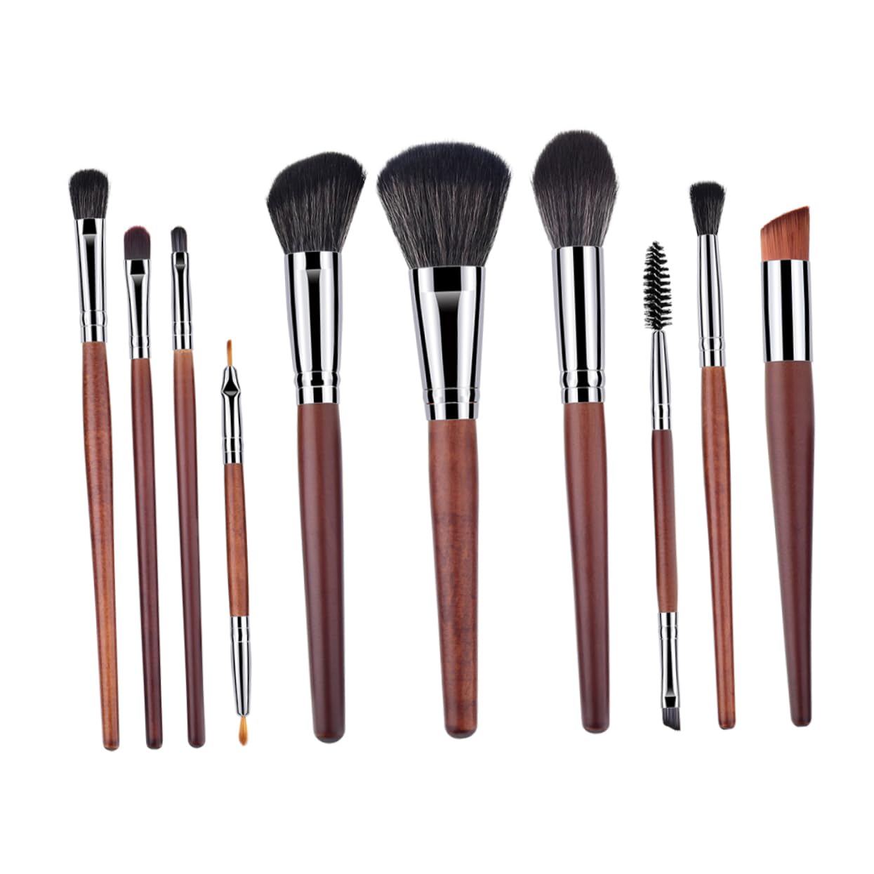 minkissy Set Di 3 Pennelli Per Il Trucco Con Manico in Legno E Setole in Nylon Kit Di Pennelli Per Cosmetici Per Donne E Signore Aspetto Naturale 10 Pezzi*3
