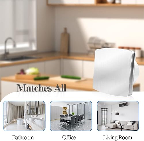 Miniatura 4 de WiseWater Extractor de baño de 140CFM, 35 dB, conducto de 6 pulgadas, ventilador extractor de panel de 7.6 pulgadas, ventilador de ventilación