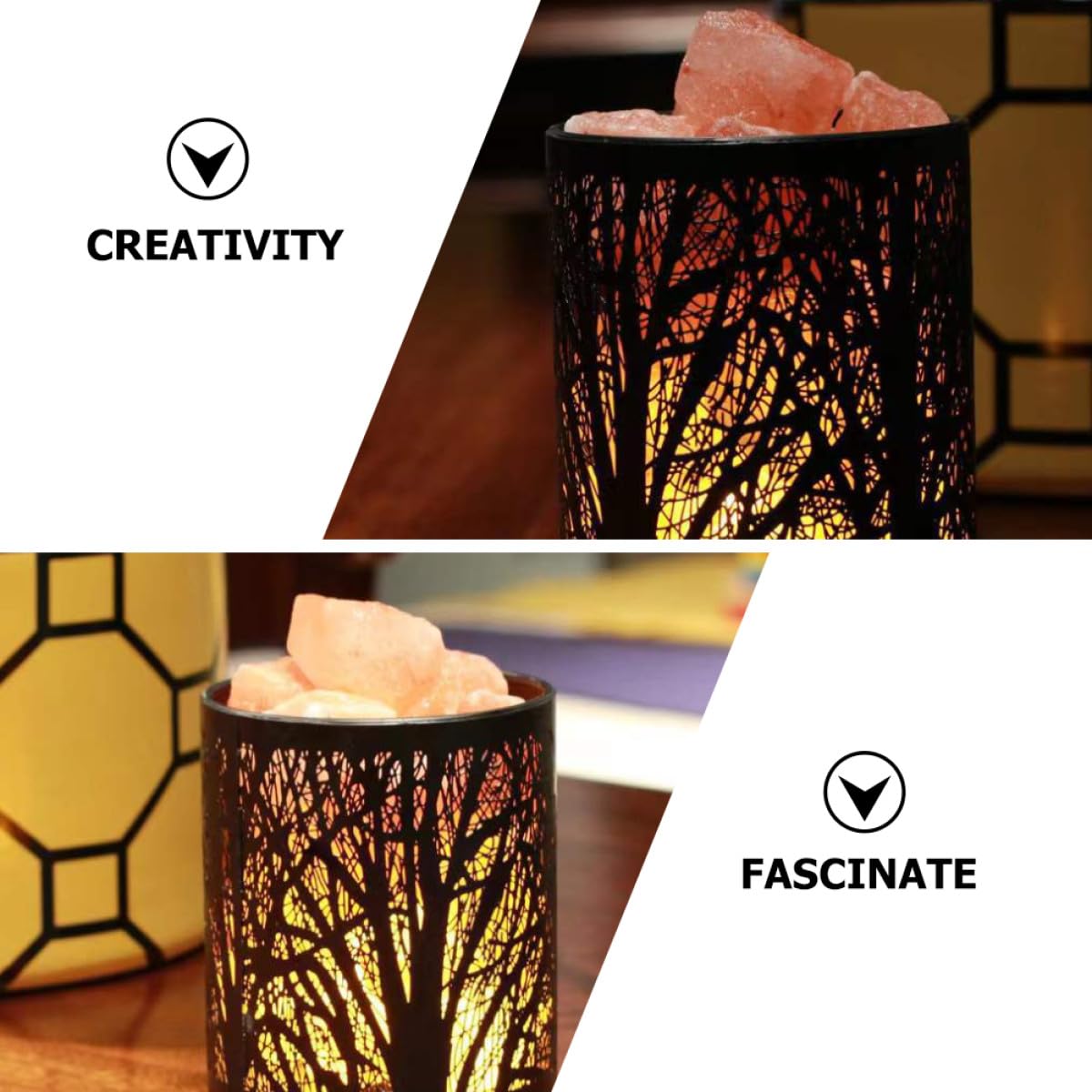 Lampe de Table en Sel Noir, Kit 1 Set avec Ampoules