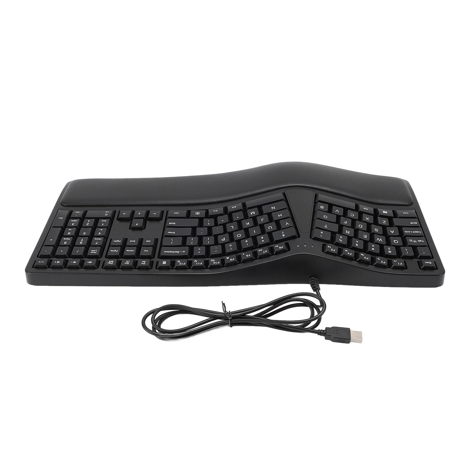 Haofy Tastiera Cablata USB Comoda Ergonomica con Riposo Palmo e Design Diviso Digitazione Efficiente