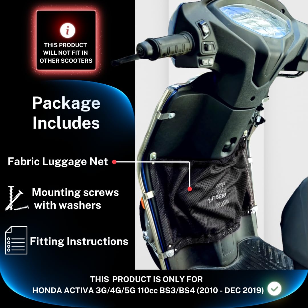 FIBERA Smart Front Basket ONLY Compatible with Old Activa 3G/4G/5G 110cc (2010- Dec 2019) (Black) - Image 5 thumbnail