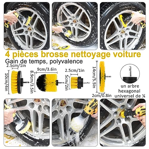 Herrfilk 20 Pcs Kit Nettoyage Voiture, Produit Nettoyage Voiture avec Brosse Visseuse, Nettoyage Voiture Intérieur et Extérieur, Fentes d'aération, Tableau de Bord, Moteur, Roues,Nettoyage Domestique – Image 4