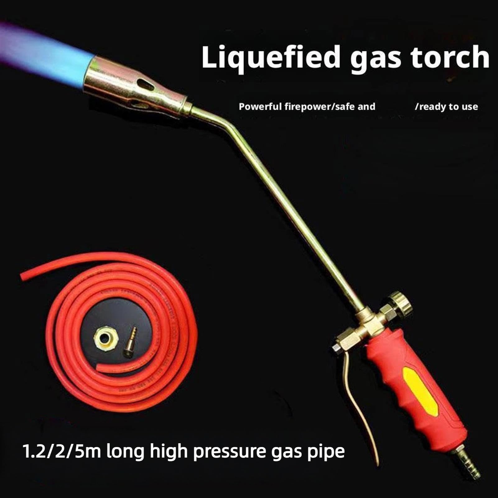 DéSherbeur Chalumeau au Propane à Double Interrupteur, Kit DéSherbeur Chalumeau, DéSherbeurs à Gaz avec Tuyau de 1,2/2/5 M pour DéSherber Le Jardin, la Glace, la Neige et Les Routes