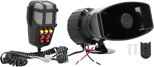 Joyzan Altavoz de sirena de coche, cuerno de policía, sistema de altavoces PA de 7 tonos, alarma de sonido eléctrico, amplificador de alarma de