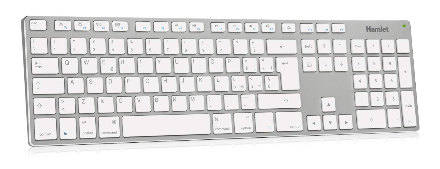 Hamlet XKKITAMCU - Tastiera Estesa USB MAC Compatibile Layout Italiano in Alluminio con Tastierino Numerico