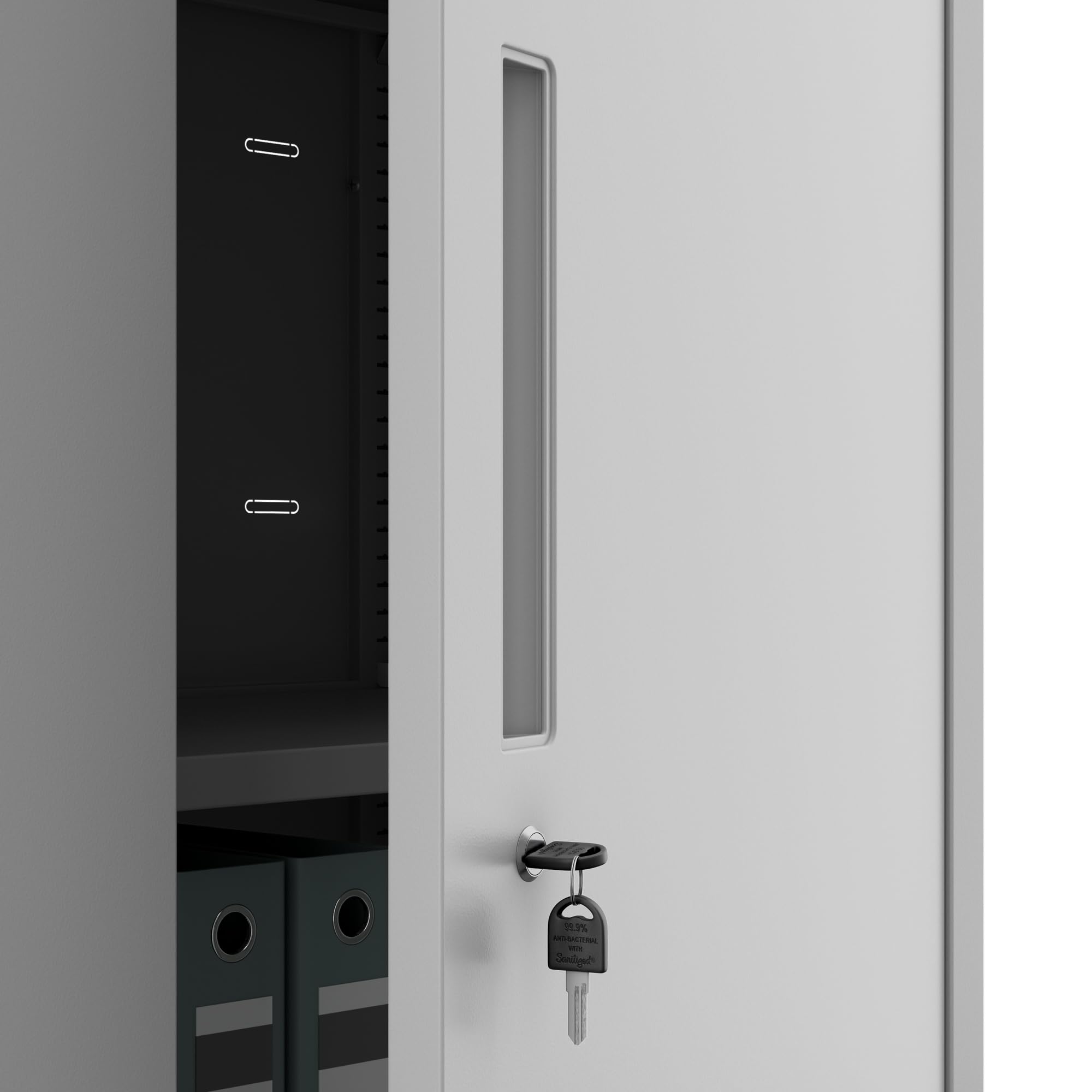 Jan Nowak Aktenschrank Metall abschließbar Büroschrank mit Sockel, verstellbaren Einlegeböden und Stahlkorpus für Büro, Archiv und Werkstatt 160x90x40 cm Grau