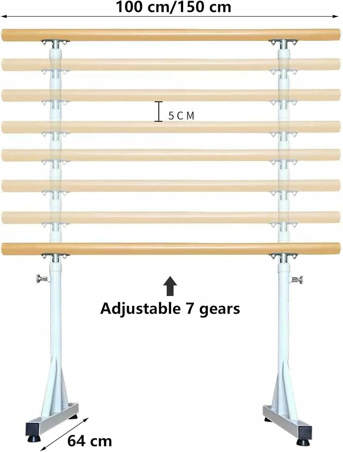 Adjustable Freestanding Ballet Barre Portable Wooden Dance Stick Movable Gymnastics Equipment for Dance Practice