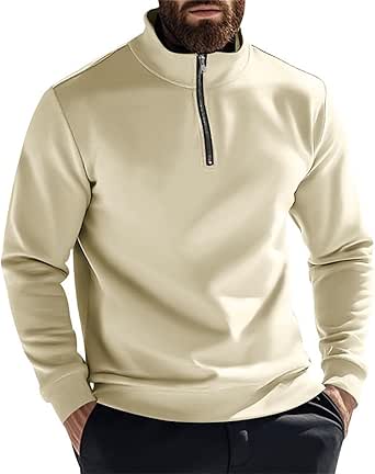 1/4 Zip Pullover Mens Fleece Winter Sweatshirts No Hood Sweatshirts ...