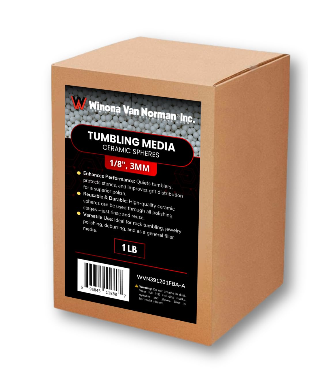 Winona Van Norman Small Ceramic Spheres (1lb) | 3mm (1/8") Round Tumbling Media for Rock & Metal Polishing | Reusable Non-Abrasive Filler for Tumblers | Reduces Noise & Breakage