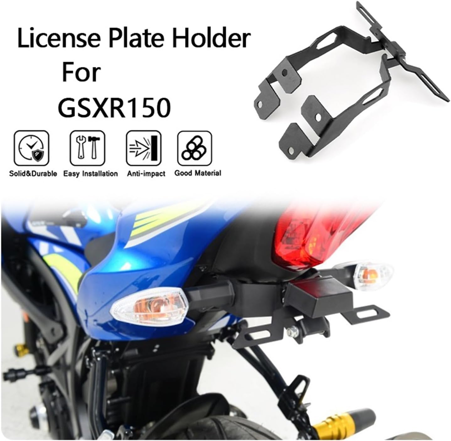 Compatible with GSXR150 2019-2024 License Plate Holder Rear Tail Frame Eliminator Bracket