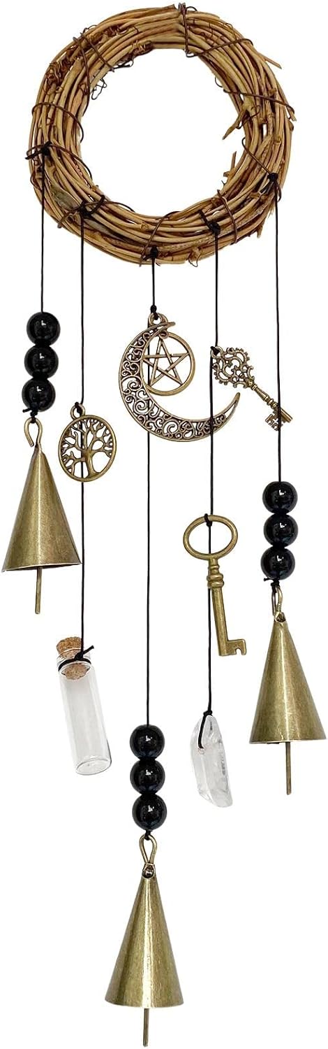 保護のための魔女の鐘 ボヘミアンウィンドチャイム 屋外のウィンドチャイム ホームオフィスガーデンパーティーデコレーション用 Fxx 注目