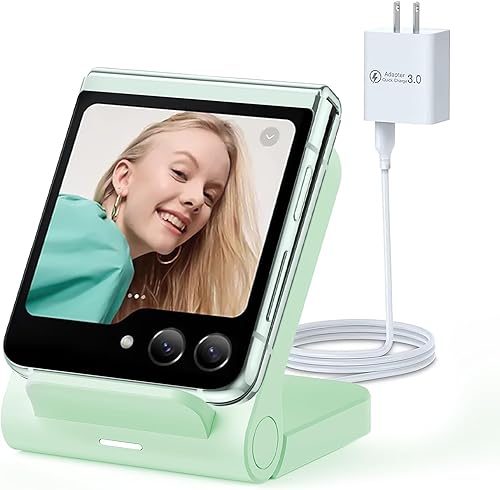 Cargador inalámbrico para Samsung Galaxy Z-Flip Soporte de carga inalámbrico Galaxy Z Flip 543, cargador inalámbrico rápido de 15 W para Galaxy Z