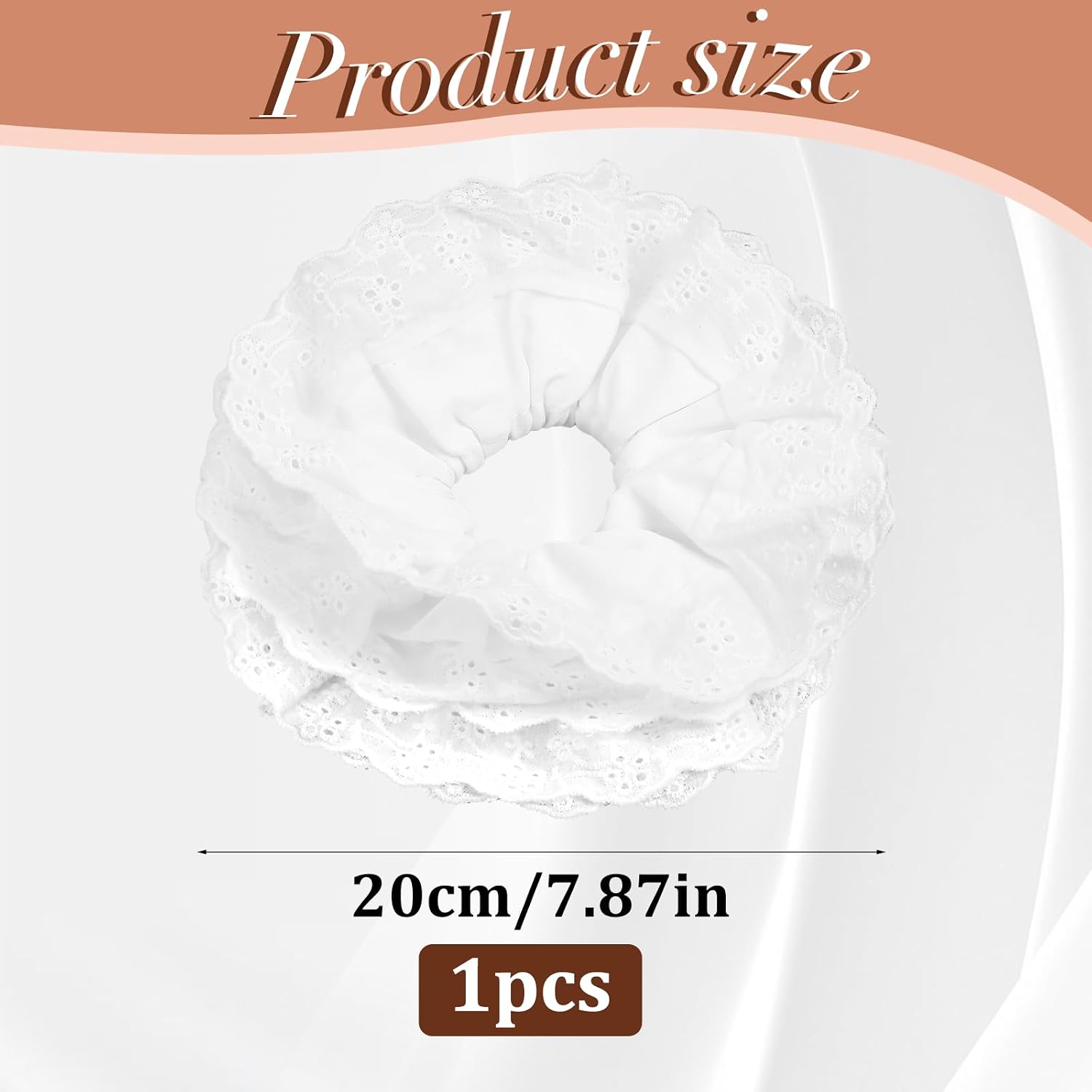 Large Hair Scrunchies, White Lace Scrunchies for Women, Ruffle Design Thick Elastic Hair Bands, Double Layer Ponytail Holder Hairs Tie for Women Girls thumbnail
