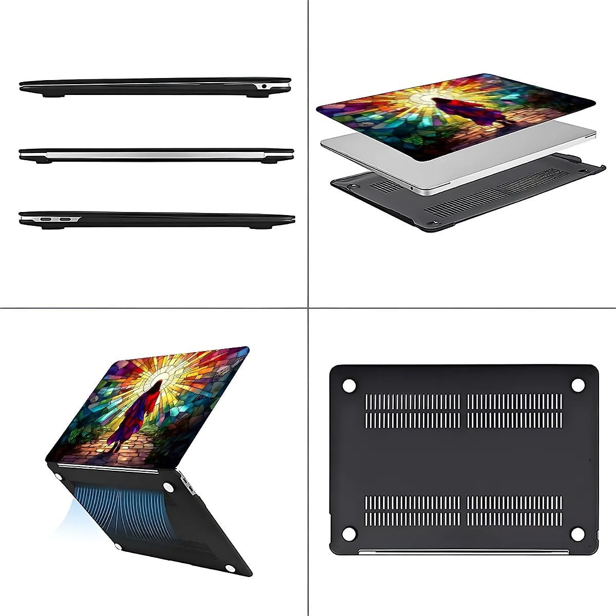 for MacBook Pro 13 Inch Case,Black Case 2017/2019/2020/2021 Version A1706/A1708/A1989/A2159/A2289/A2251/A2338 Plastic Hard Shell Computer Case Colorful Stained Glass Jesus Walking Pattern