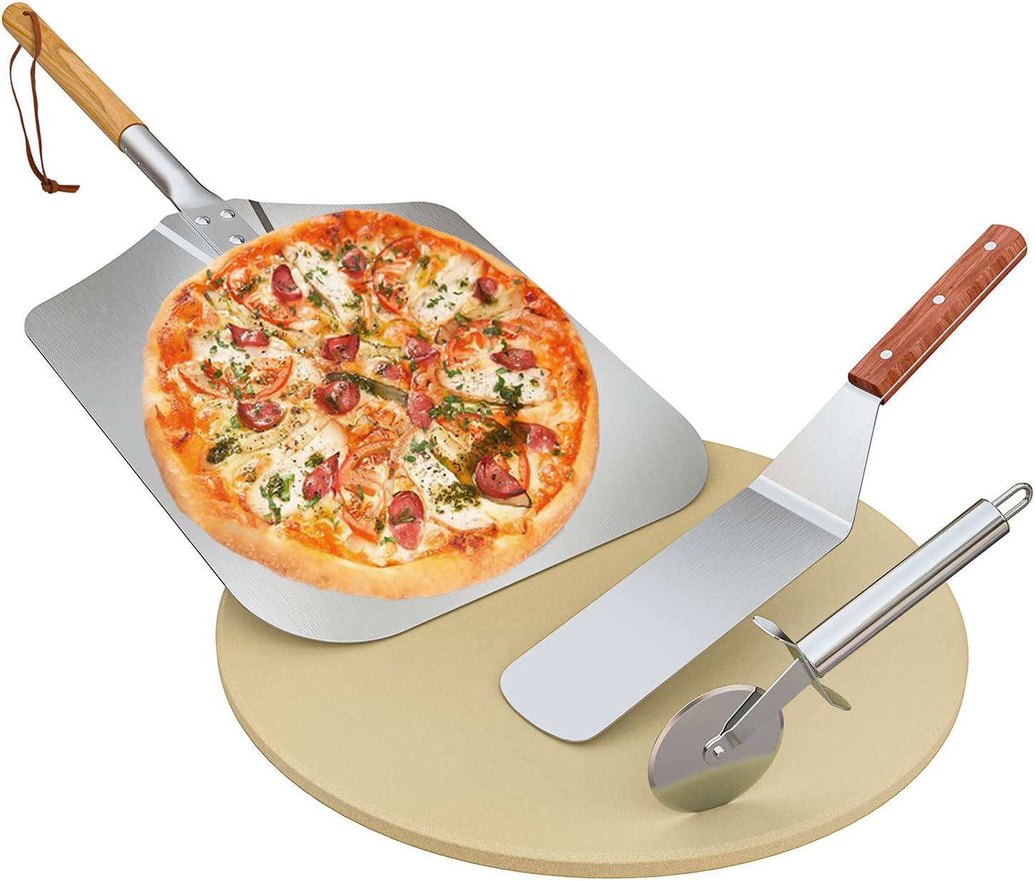 Pierre à pizza rectangulaire 38 x 30 cm avec pelle à pizza (Burnhard