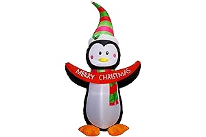 Twinkle Star 7 FT Christmas Inflatable Decoration - Penguin Holding Merry Christmas...
