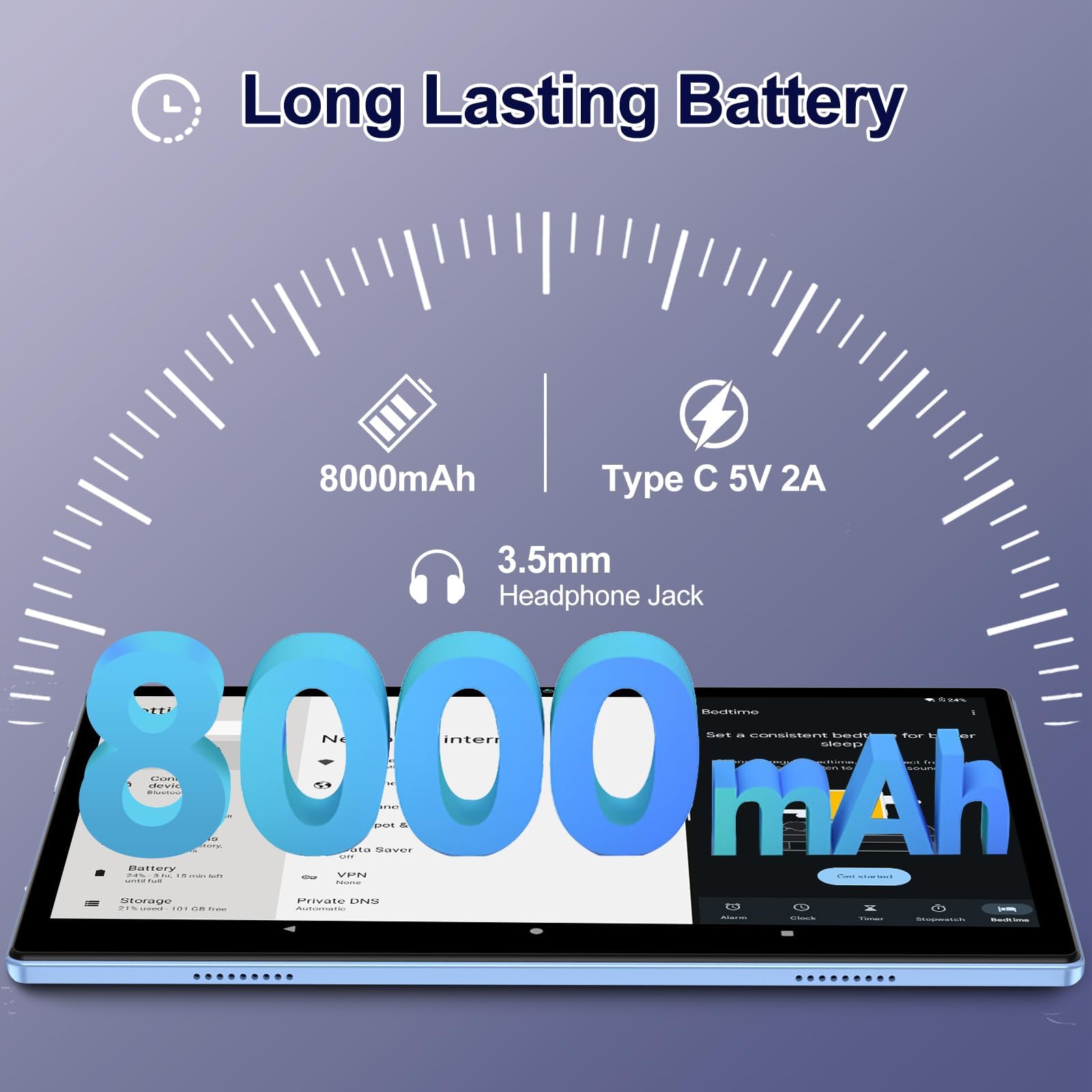 2024 Newest Android 14 Tablet, 22GB RAM, 128GB ROM, 1TB Expansion, Octa-Core 10.1" 8000mAh Tablet with Keyboard and Mouse, IPS HD Display, 5G WiFi, Bluetooth, GPS, Widevine L1, Screen