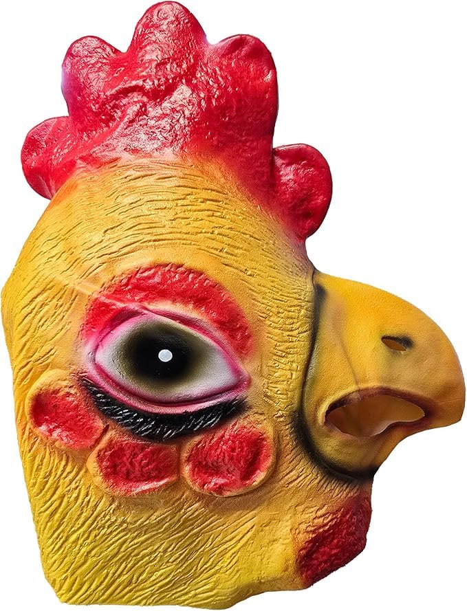 Animal Full Head Masks - Funny Scary Latex Husky Dog, Eagle, Monkey, Donkey, Horse Realistic Mask Fancy Dress For Halloween Party Costume Accessories (Chicken Mask, One Size)