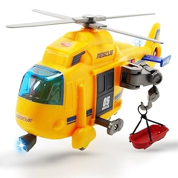 Dickie Helicopter Toy Car for Kids Toy Vehicle Playset Realistic Design with Sound & Lights Rescue Copter Emergency Role Play Toys Enhances Motor Skills for 3 4 5 6+